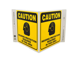 Caution Hearing Protection Required In This Area With Graphic - Eco Safety V Sign | 2600