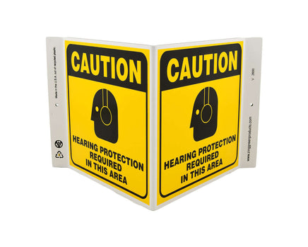 Caution Hearing Protection Required In This Area With Graphic - Eco Safety V Sign | 2600