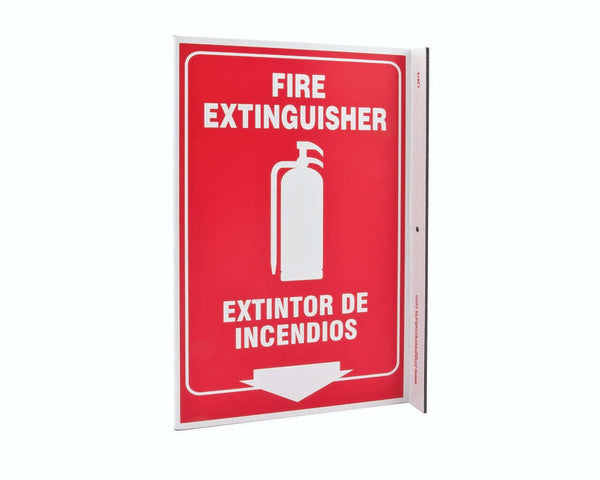 Fire Extinguisher Down Arrow Bilingual With Graphic Eco Safety L Sign | 2615