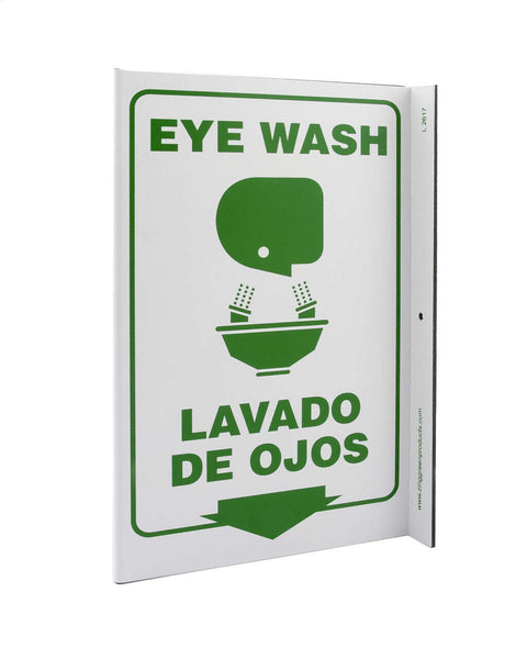 Eye Wash Down Arrow With Graphic Bilingual Eco Safety L Sign | 2617