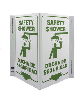 Safety Shower Down Arrow Bilingual With Graphic - Eco Safety V Sign | 2618