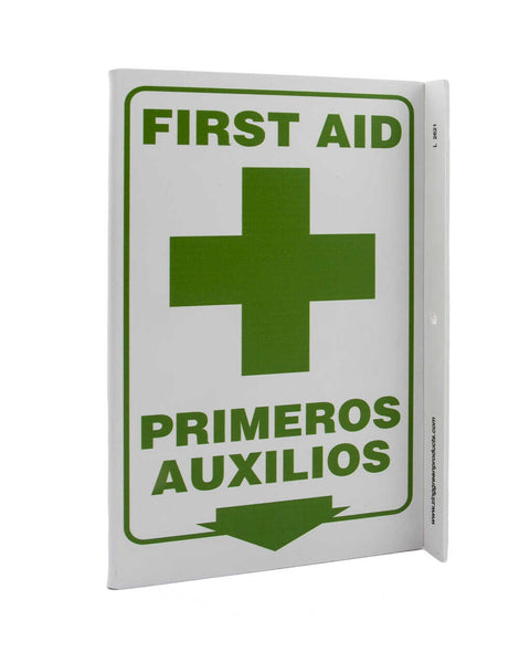 First Aid Down Arrow Bilignual With Graphic Eco Safety L Sign | 2621