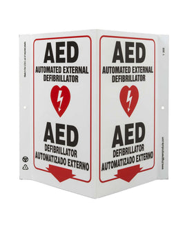 AED With Graphic Bilingual - Eco Safety V Sign | 2626