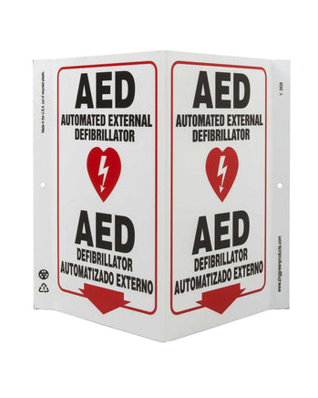 AED With Graphic Bilingual - Eco Safety V Sign | 2626
