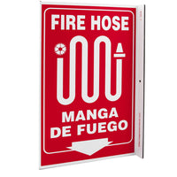 Fire Hose Down Arrow Bilingual With Graphic Eco Safety L Sign | 2629