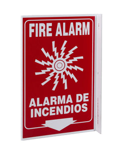 Fire Alarm Down Arrow Bilingual With Graphic Eco Safety L Sign | 2631