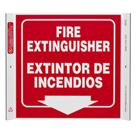 Fire Extinguisher Down Arrow Bilingual With Graphic Eco Safety Corner Sign | 2635