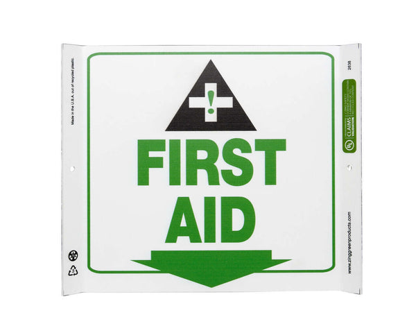 First Aid Down Arrow With Graphic Eco Safety Corner Sign | 2638