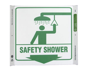 Safety Shower Down Arrow With Graphic Eco Safety Corner Sign | 2641