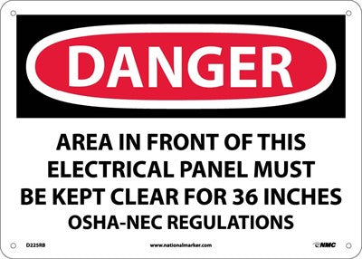 DANGER, AREA IN FRONT OF THIS ELECTRICAL PANEL. . ., 10X14, .040 ALUM