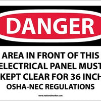 DANGER, AREA IN FRONT OF THIS ELECTRICAL PANEL, 7X10, RIGID PLASTIC