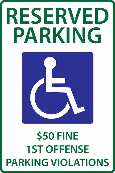 Handicapped Reserved Parking Fine Alabama Eco Parking HDCP Signs 