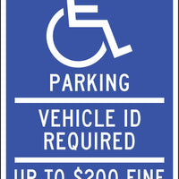 Handicapped Parking Vehicle ID Required Minnesota Eco Parking HDCP Signs 