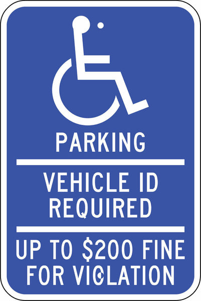 Handicapped Parking Vehicle ID Required Minnesota Eco Parking HDCP Signs 