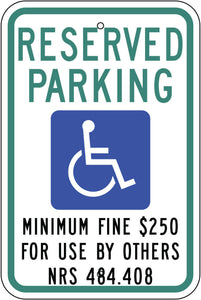 Handicapped Reserved Parking, Nevada Eco Parking HDCP Signs 