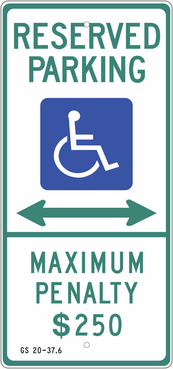 Handicapped Reserved Parking with Arrow, N. Carolina - Eco Parking Signs