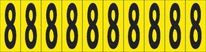 NUMBER CARD, 2" 8 (10 NUMBERS/CARD), PS CLOTH