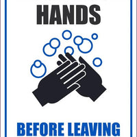 WASH YOUR HANDS BEFORE LEAVING, LABEL, 5X3, ADHESIVE BACKED VINYL, PACK OF 5