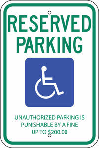 Handicapped Reserved Parking, Tennessee Eco Parking HDCP Signs 