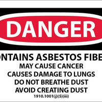 LABELS, DANGER CONTAINS ASBESTOS FIBERS. . ., 3X5, PS VINYL, 500/RL
