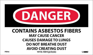 LABELS, DANGER CONTAINS ASBESTOS FIBERS. . ., 3X5, PS VINYL, 500/RL