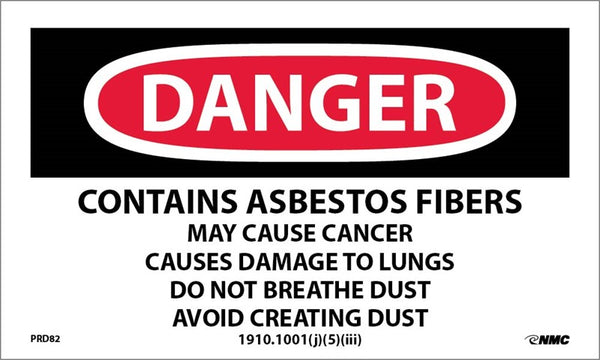 LABELS, DANGER CONTAINS ASBESTOS FIBERS. . ., 3X5, PS VINYL, 500/RL