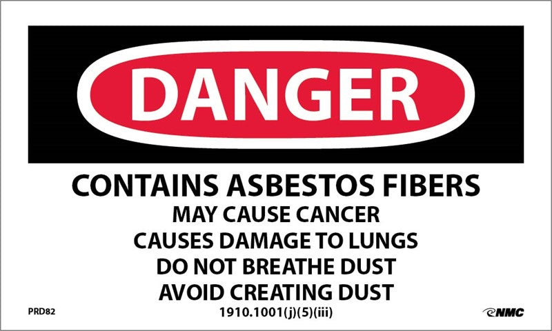 LABELS, DANGER CONTAINS ASBESTOS FIBERS. . ., 3X5, PS VINYL, 500/RL