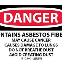 LABELS, DANGER CONTAINS ASBESTOS . . ., 3X5, PS PAPER, 500/RL