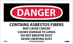 LABELS, DANGER CONTAINS ASBESTOS . . ., 3X5, PS PAPER, 500/RL