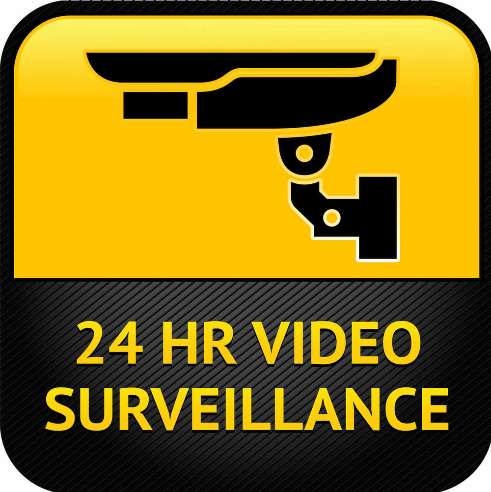 24 Hour Video Surveillance - Available in Different Materials - Eco Security Stickers and Decals