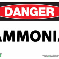 Ammonia Eco Danger Signs Available In Different Sizes and Materials