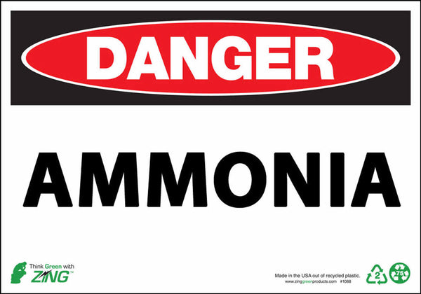 Ammonia Eco Danger Signs Available In Different Sizes and Materials
