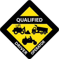 HARD HAT LABEL, QUALIFIED DRIVER OPERATOR,  2" X 2", REFLECTIVE PS VINYL, 25/PK