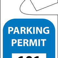 PARKING PERMIT, REARVIEW MIRROR, BLUE, 101-200