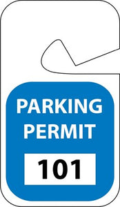 PARKING PERMIT, REARVIEW MIRROR, BLUE, 101-200