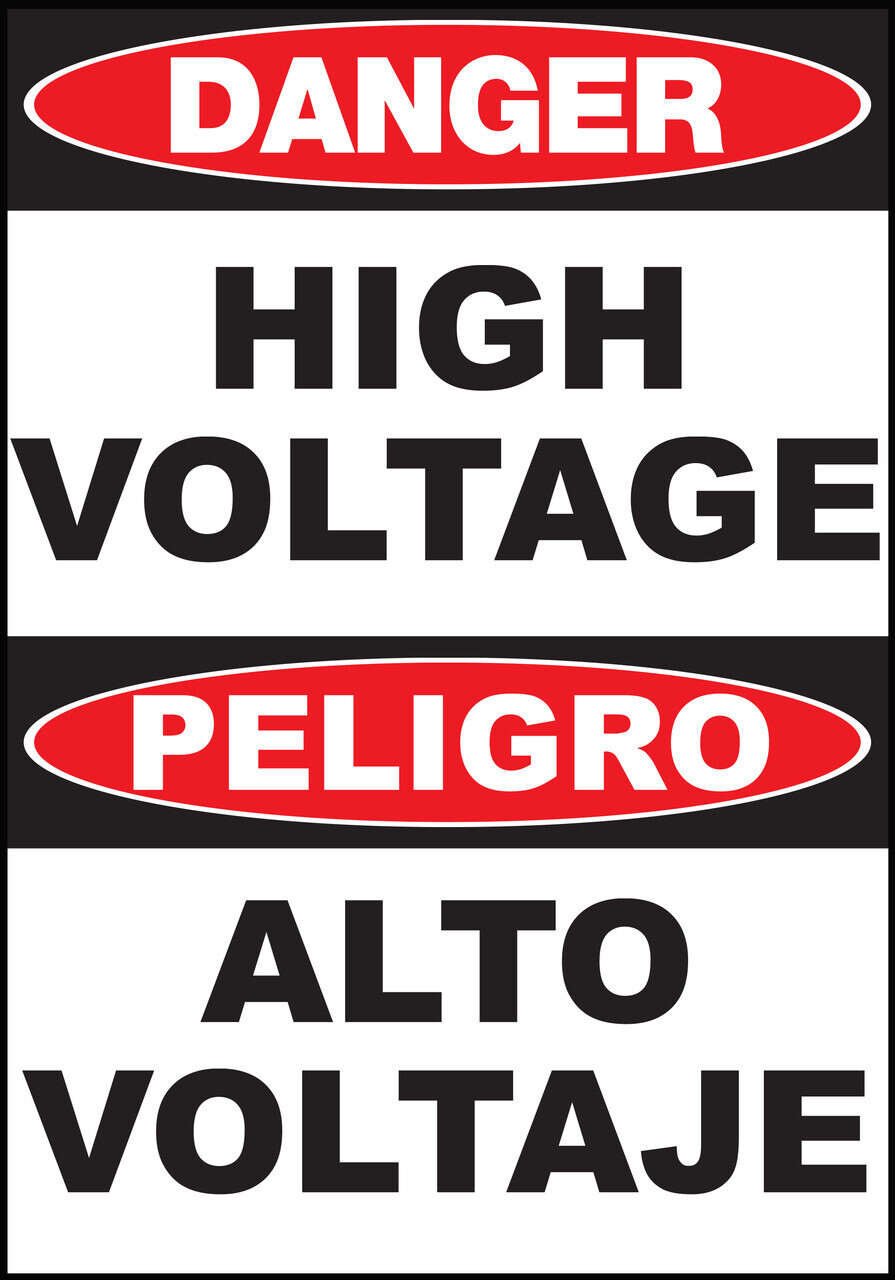 High Voltage Bilingual Eco Danger Signs Available In Different Materials
