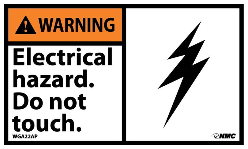 WARNING, ELECTRICAL HAZARD DO NOT TOUCH, 3X5, PS VINYL, 5/PK
