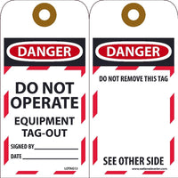 Danger Do Not Operate Equipment Taged-Out  Lockout Tags | LOTAG13
