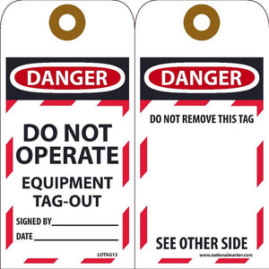 Danger Do Not Operate Equipment Taged-Out  Lockout Tags | LOTAG13