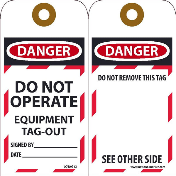 Danger Do Not Operate Equipment Taged-Out  Lockout Tags | LOTAG13
