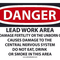 DANGER,LEAD WORK AREA,ENGLISH,10x14,PAPER, 100/PK