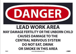 DANGER,LEAD WORK AREA,ENGLISH,10x14,PAPER, 100/PK