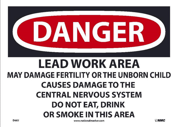 DANGER,LEAD WORK AREA,ENGLISH,10x14,PAPER, 100/PK