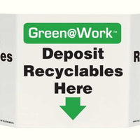 Green@Work Deposit Recyclables Here Down Arrow TriView Sign | 3007