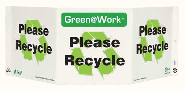Green@Work Please Recycle TriView Sign | 3009