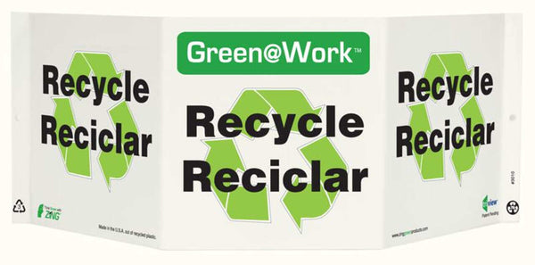 Green@Work Recycle Bilingual TriView Sign | 3010