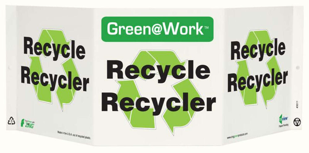 Green@Work Recycle Bilingual TriView Sign | 3011
