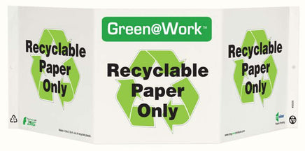 Green@Work Recyclable Paper Only TriView Sign | 3026