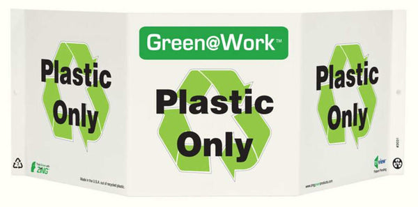 Green@Work Plastic Only TriView Sign | 3031