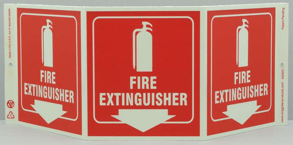 Fire Extinguisher With Graphic Down Arrow Glow TriView Sign | 3052G